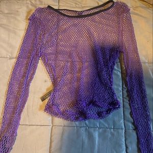 purple fish net shirt